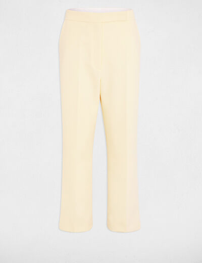 Pantalon droit taille haute jaune pastel femme