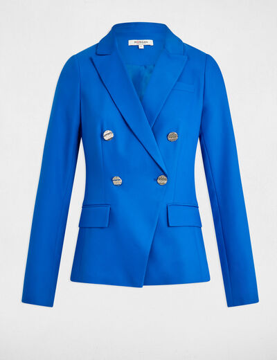 Blazer double boutonnage bleu electrique femme