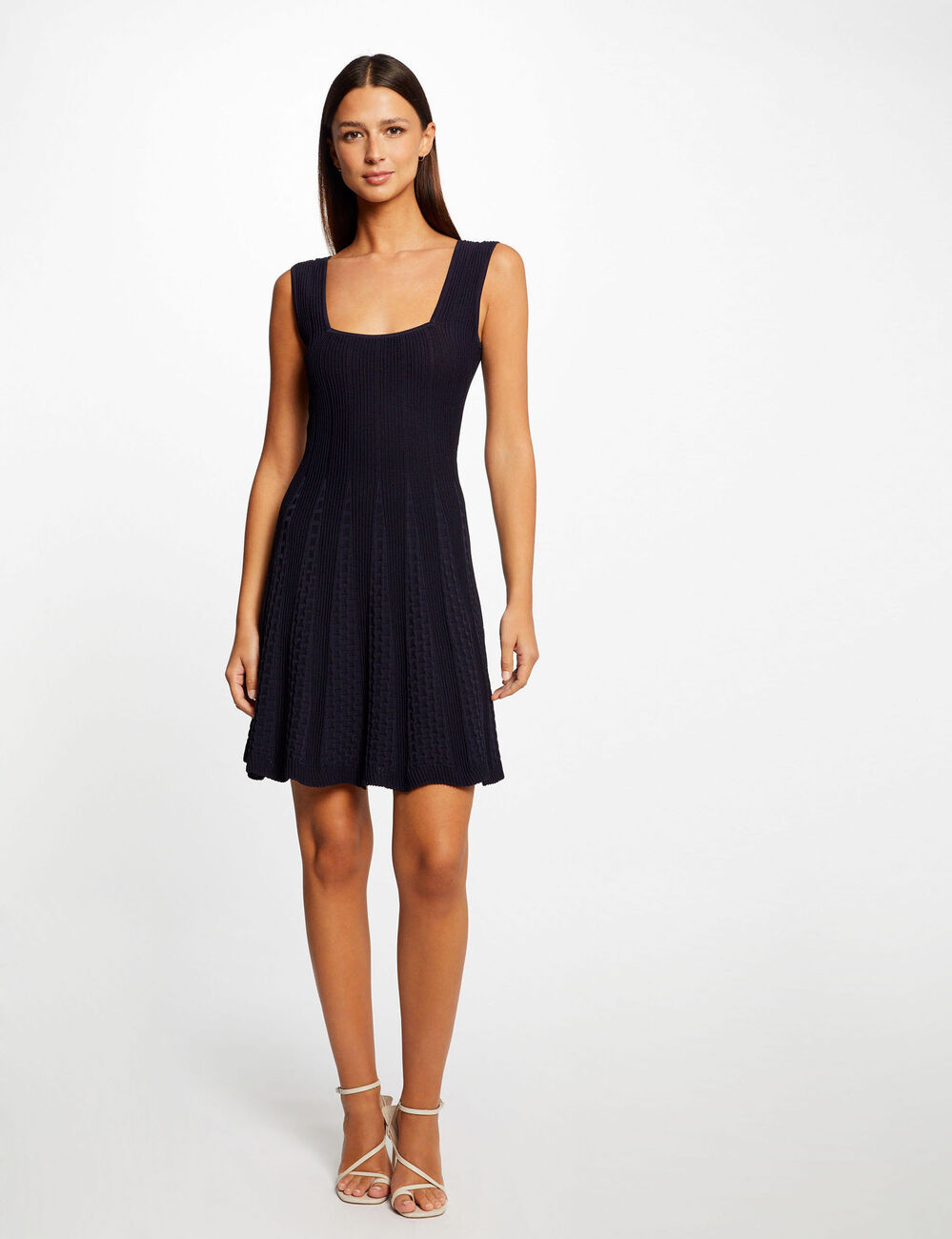 Robe pull patineuse &agrave; bretelles marine femme