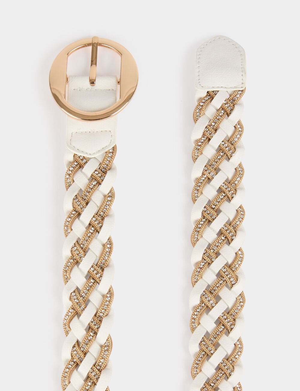 Ceinture large tress&eacute;e blanc femme