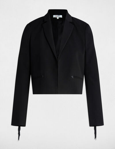Blazer avec franges noir femme