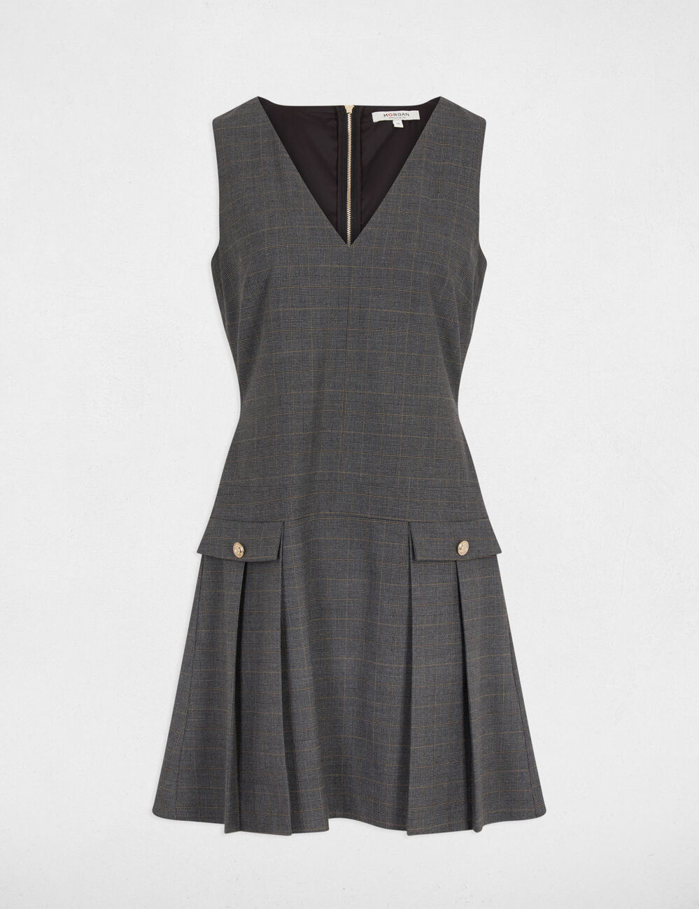 Robe chasuble ajust&eacute;e gris moyen femme