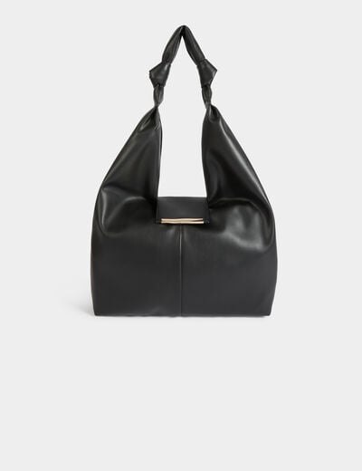 Sac demi-lune &agrave; noeuds noir femme