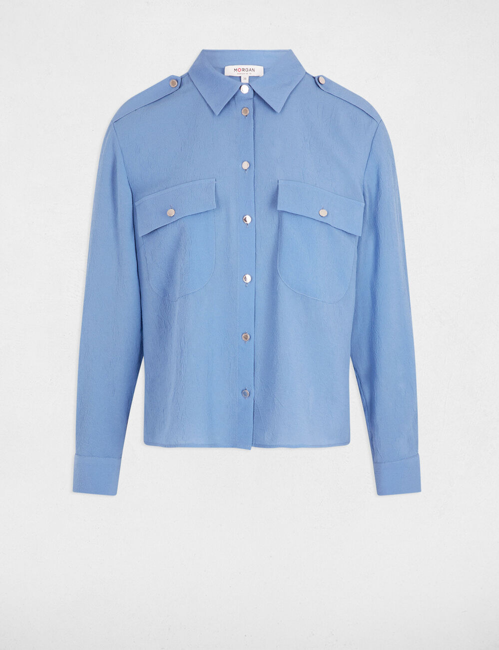 Chemise manches longues bleu gris femme