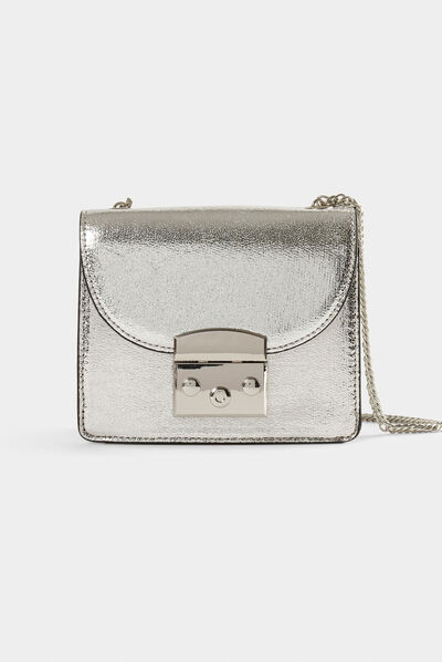 Sac pochette métallisé argente femme