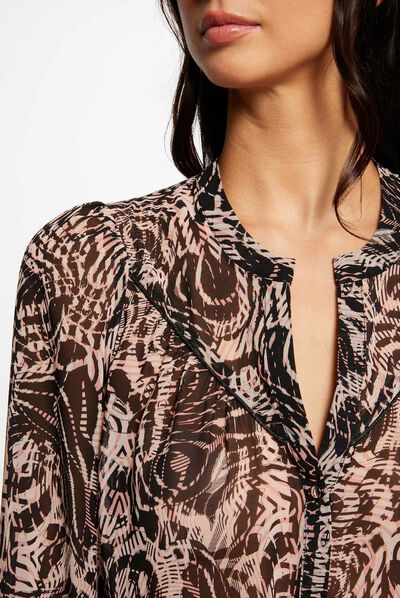 Chemise manches longues imprimé abstrait multico femme
