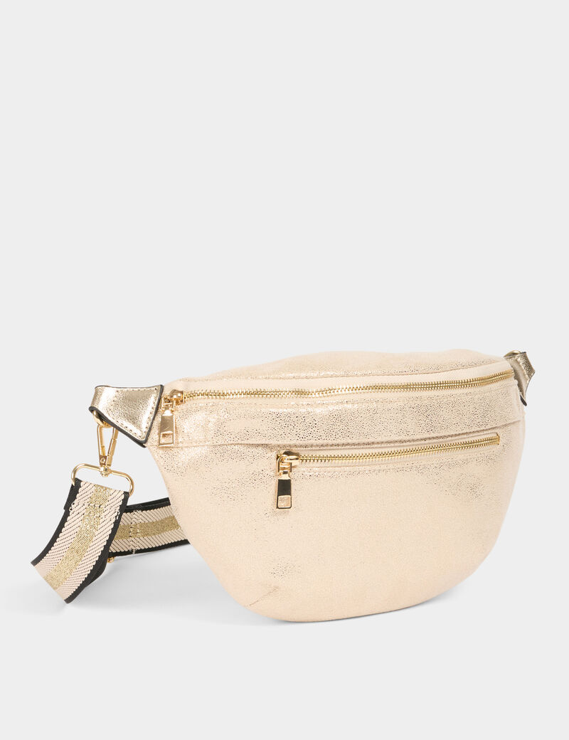 Sac banane métallisé jaune or femme