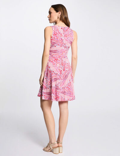 Robe courte cintrée imprimée multicolore femme