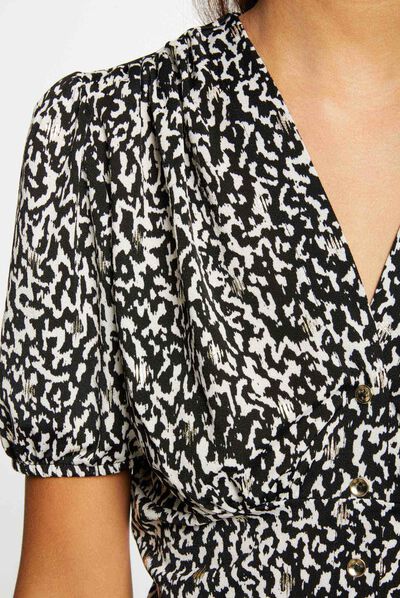 T-shirt à boutons imprimé animalier multico femme
