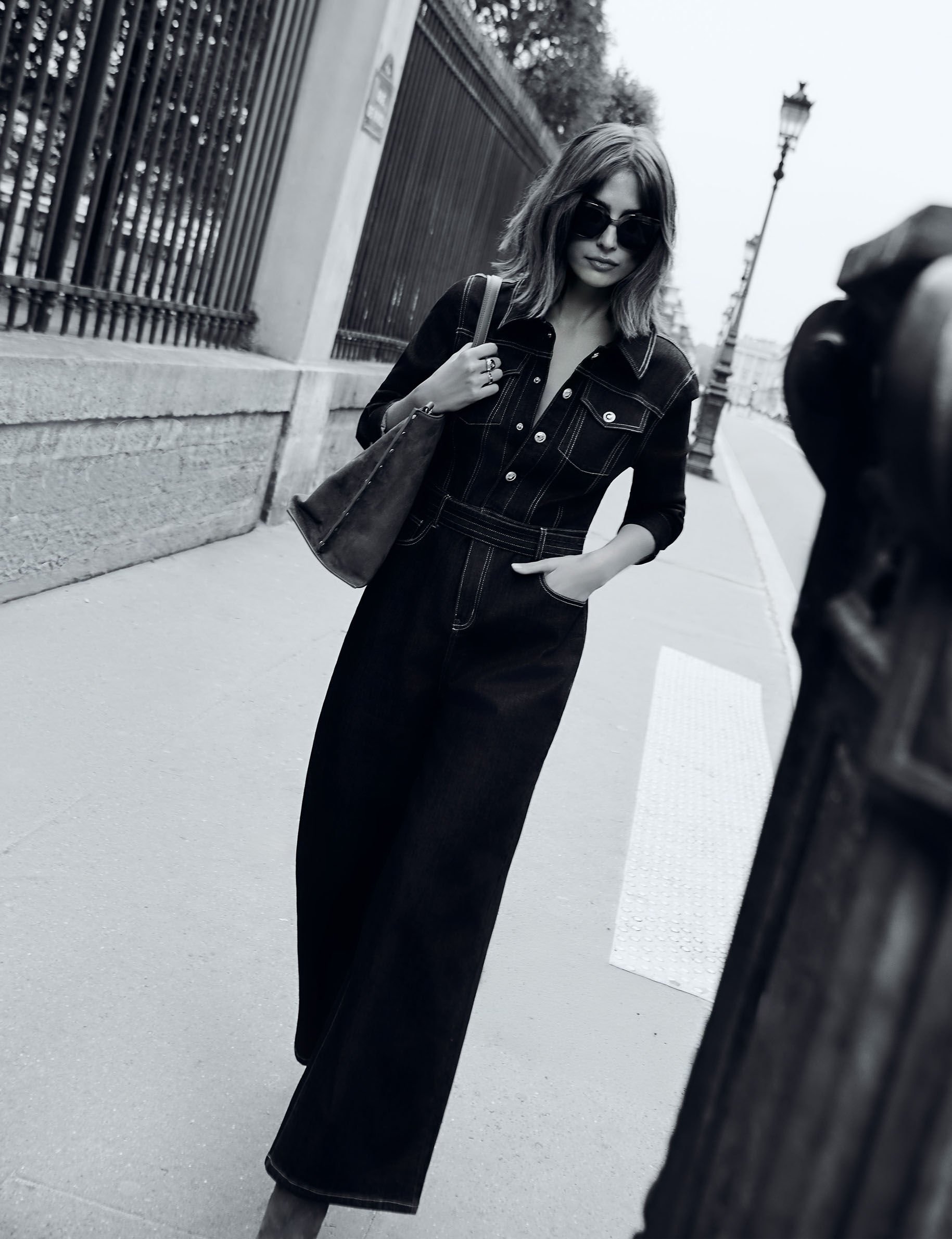 Combinaison jean large brut femme - vue 1