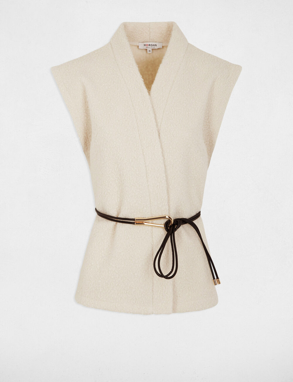 Veste sans manches ivoire femme