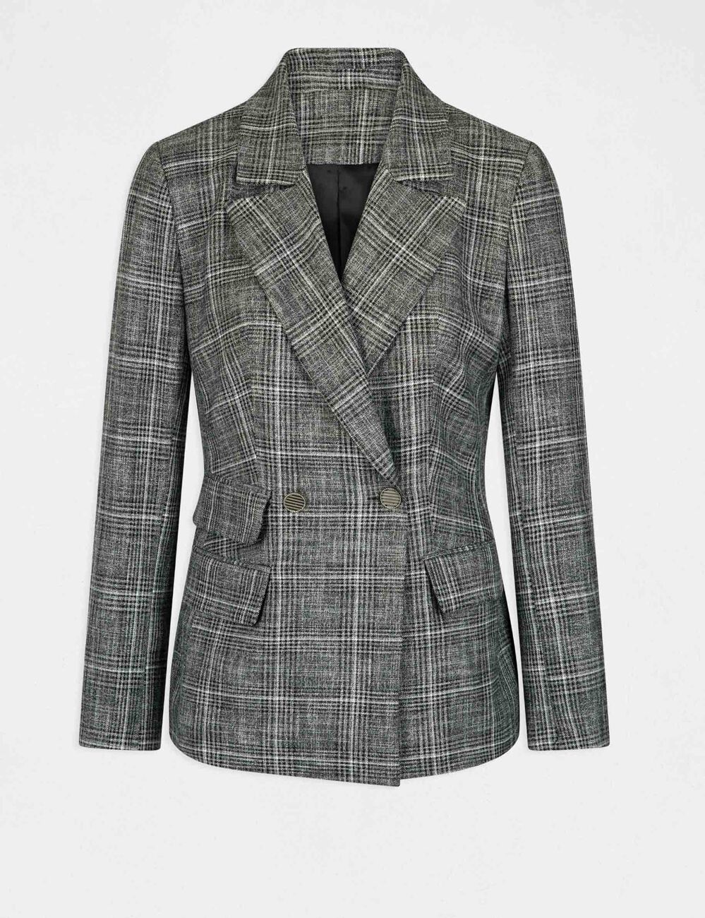 Veste tailleur city droite à carreaux gris moyen femme