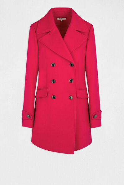 Manteau droit boutonné framboise femme