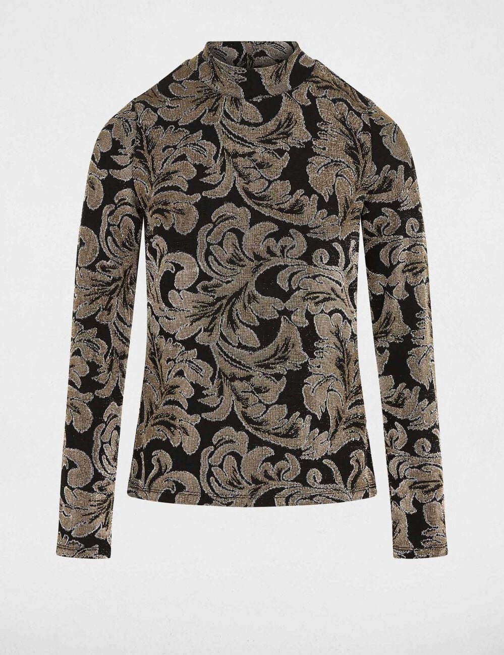 T-shirt col montant noir femme
