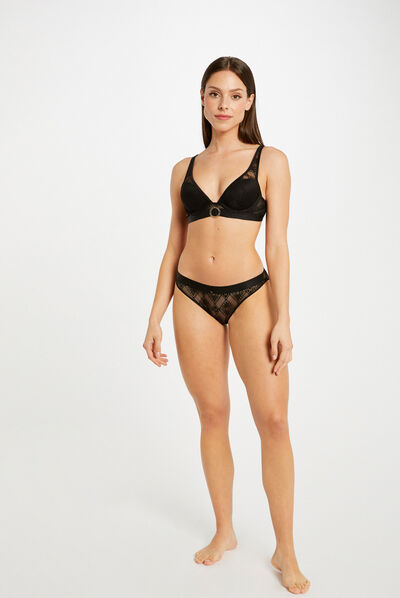 Slip en dentelle noir femme