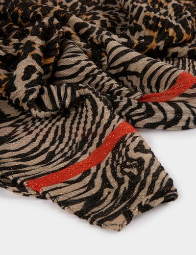 Foulard plissé imprimé multicolore femme