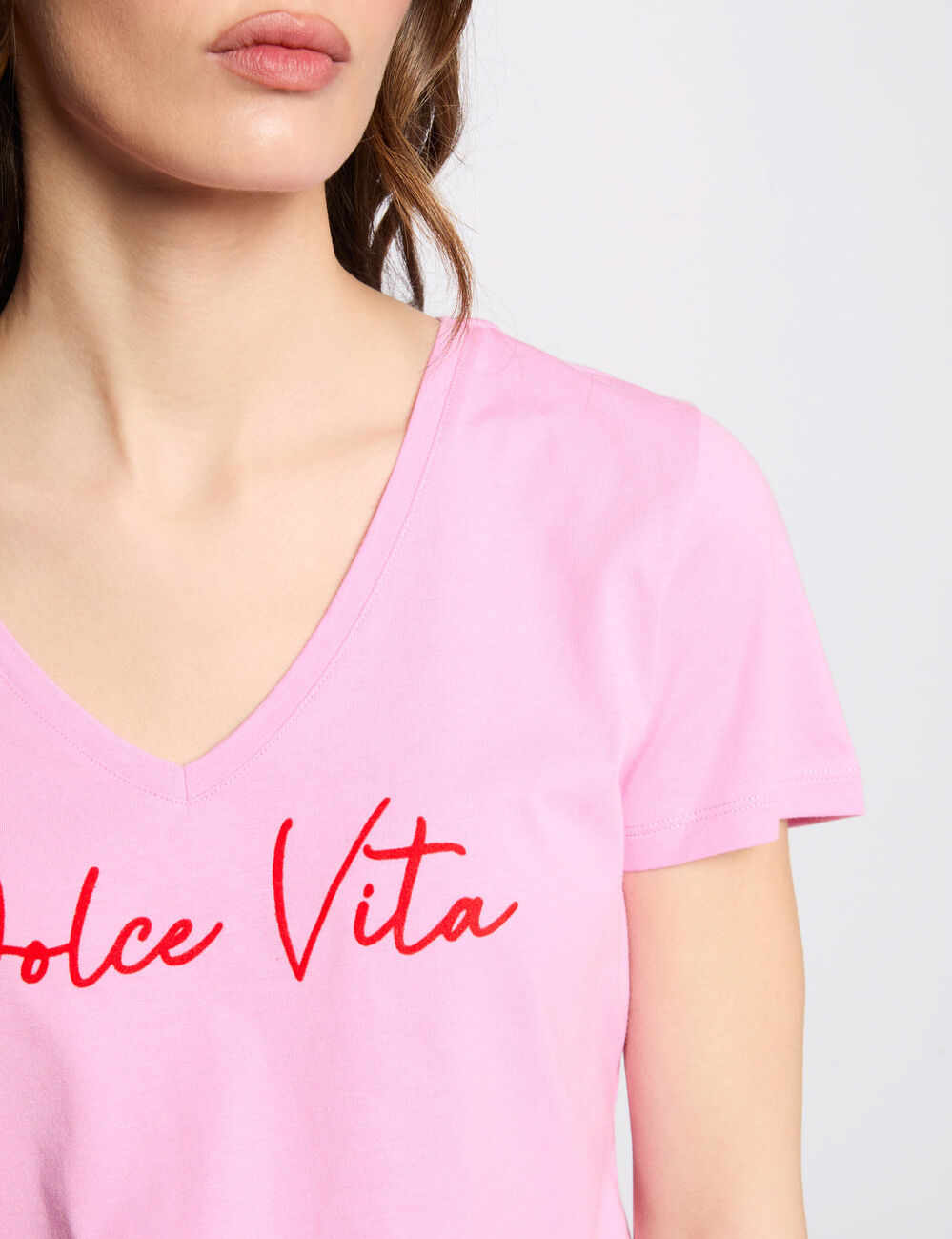 T-shirt à inscription rose femme