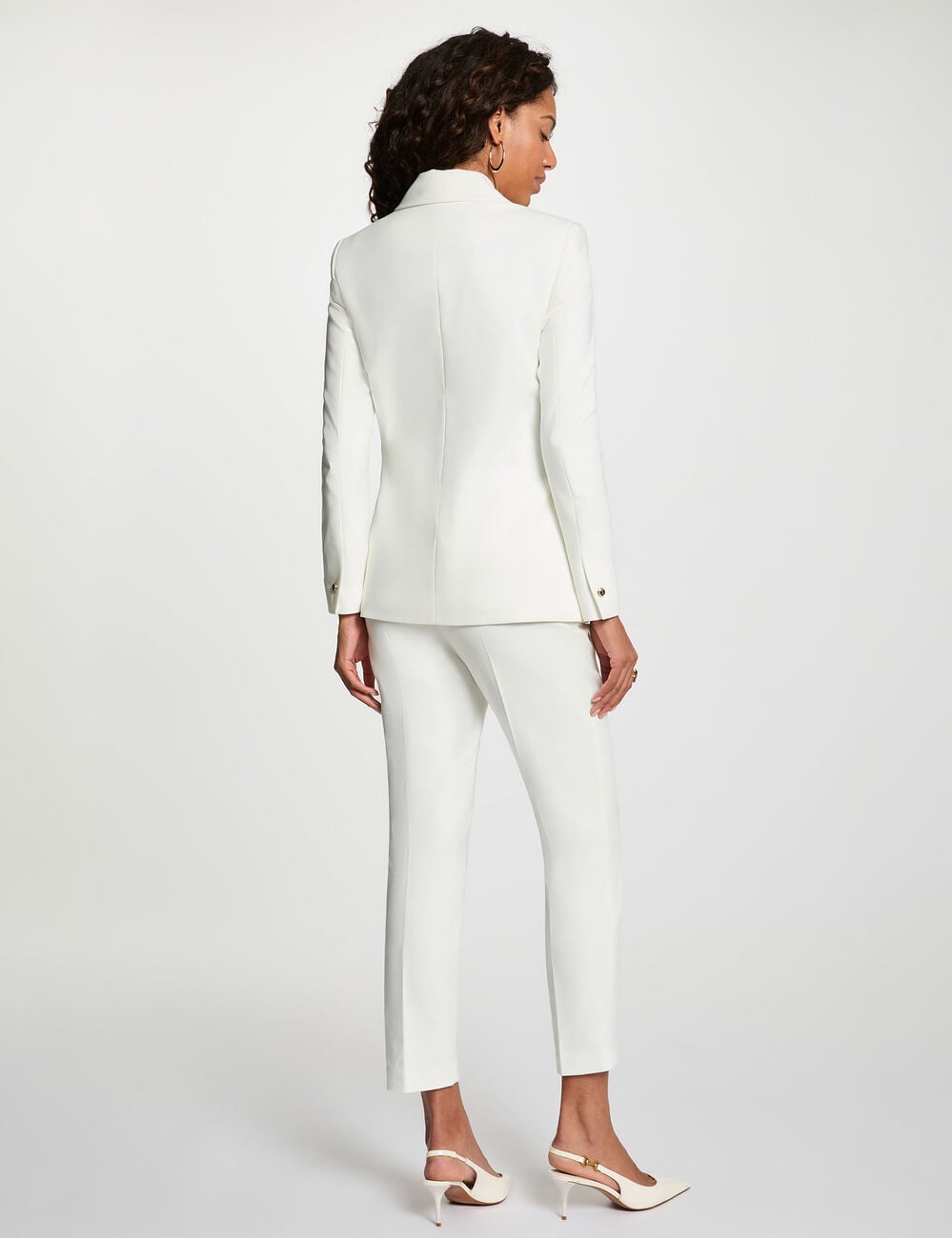 Pantalon slim uni blanc femme