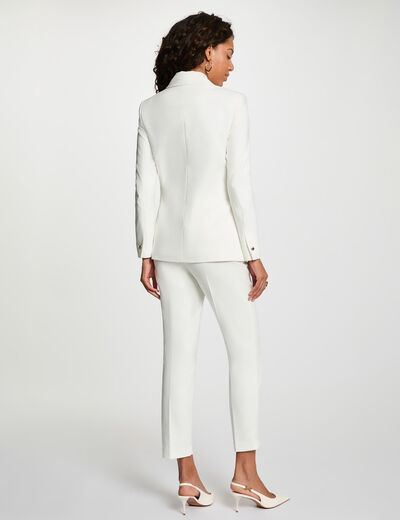 Pantalon slim uni blanc femme