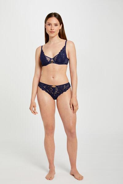 Slip en dentelle marine femme