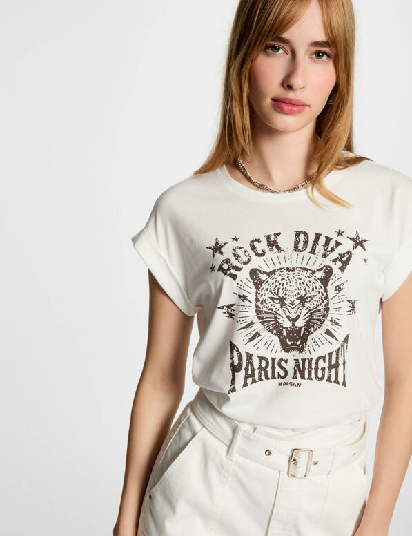 T-shirt à inscription blanc femme