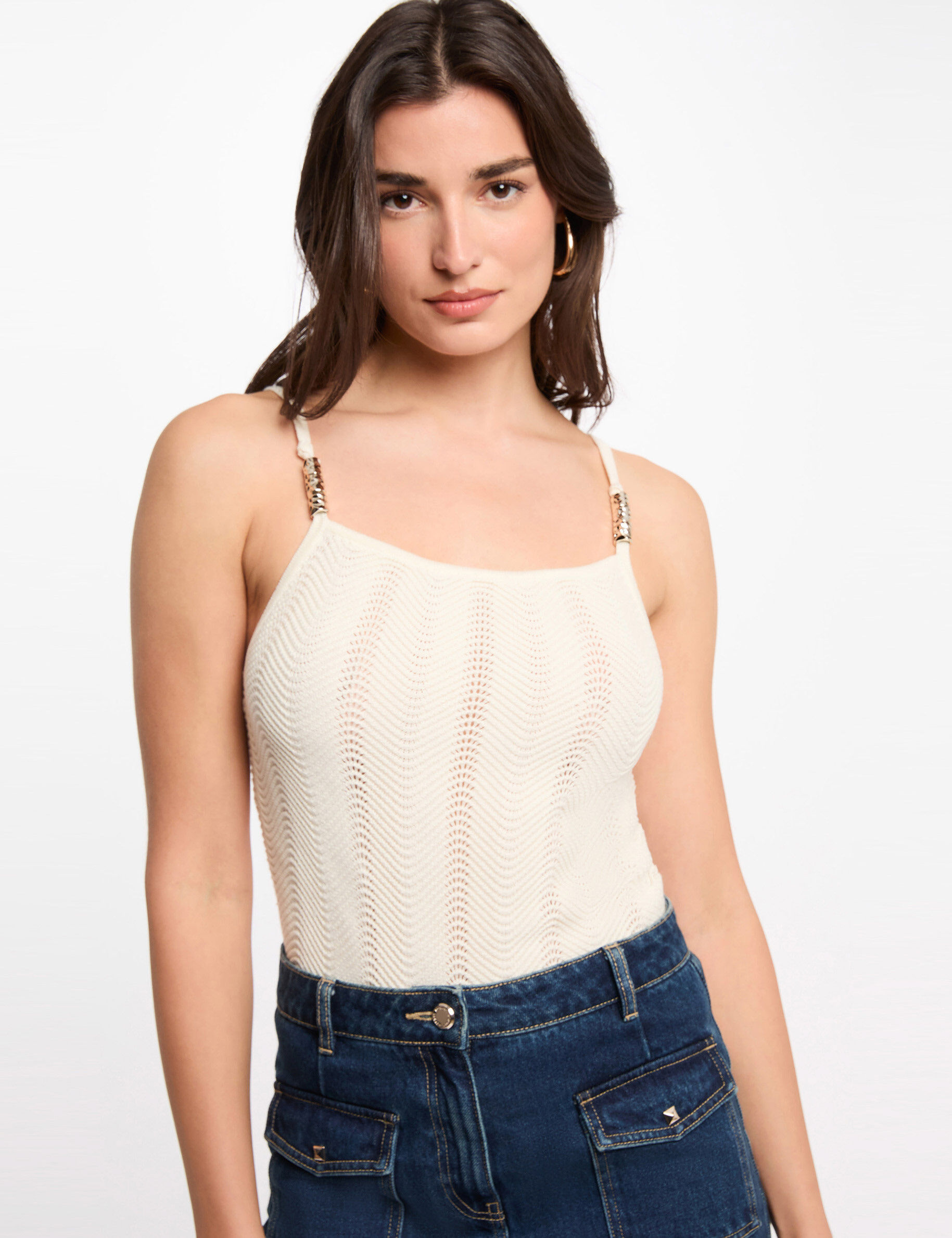 Top maille bretelles fines femme - vue 1