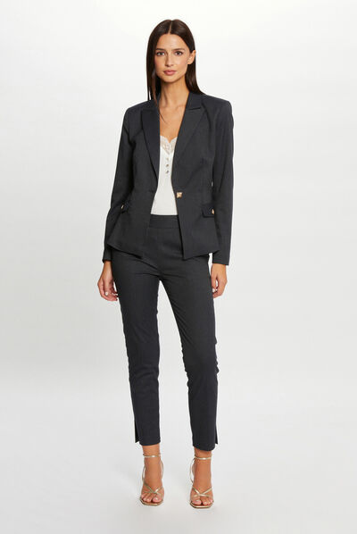 Veste cintrée à rayures gris anthracite femme