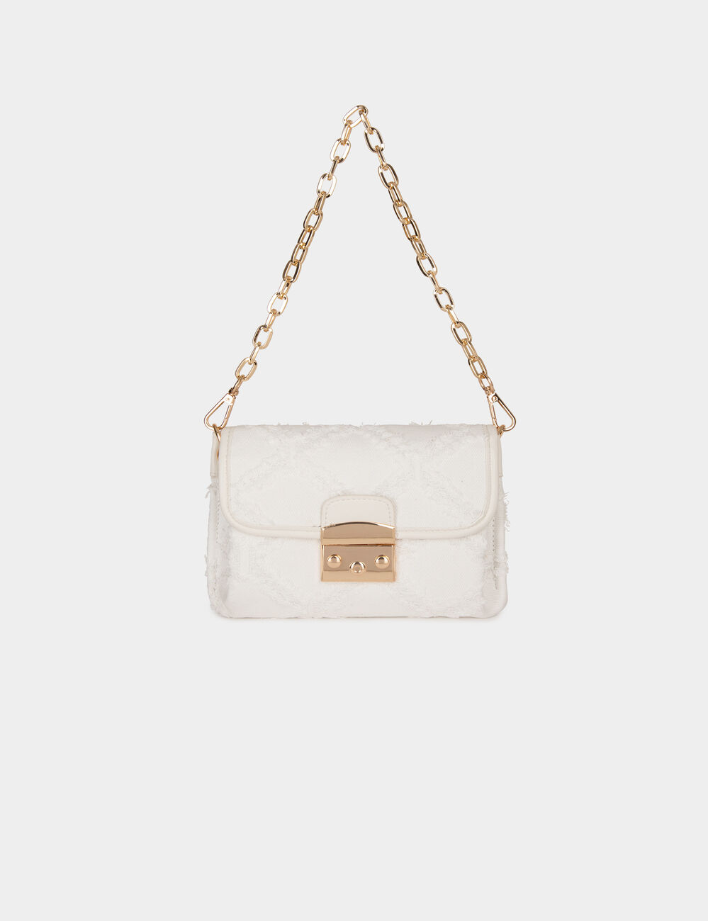 Sac pochette à franges ivoire femme