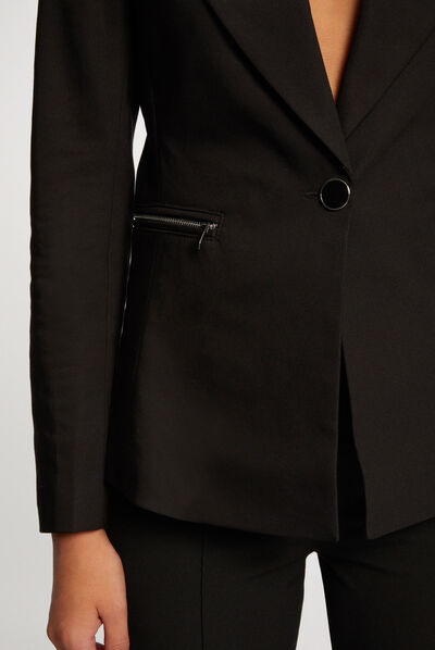 Veste city cintrée détails zippés noir femme