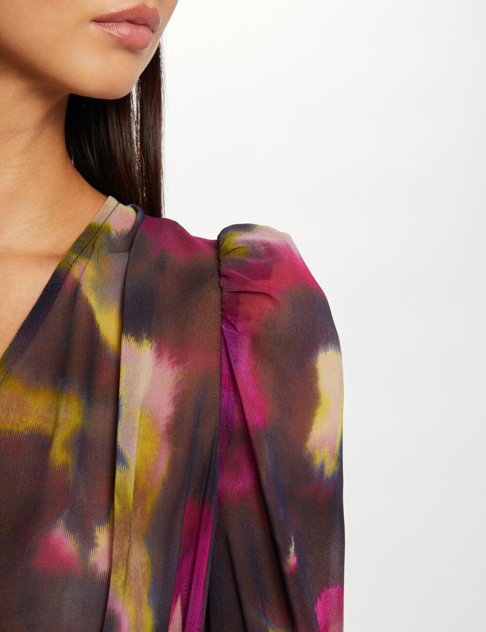 Robe portefeuille imprim&eacute; abstrait multico femme