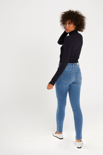 Pull manches longues col roulé ciel femme