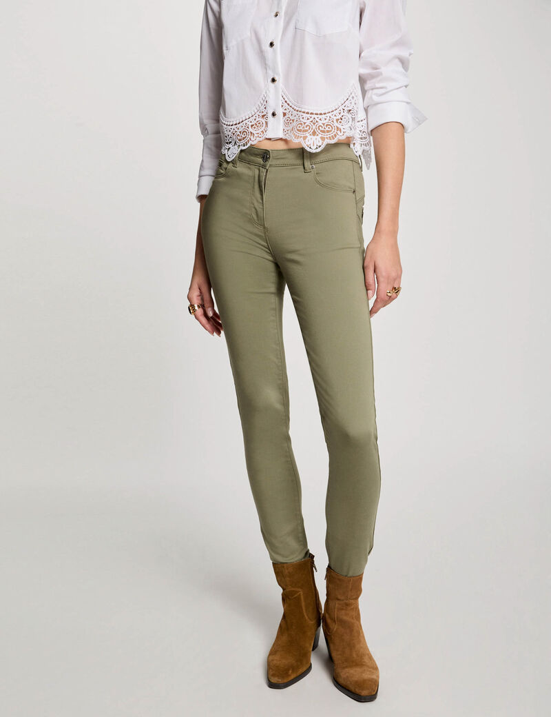 pantalon slim taille standard vert kaki femme Pantalon slim taille standard vert kaki femme
