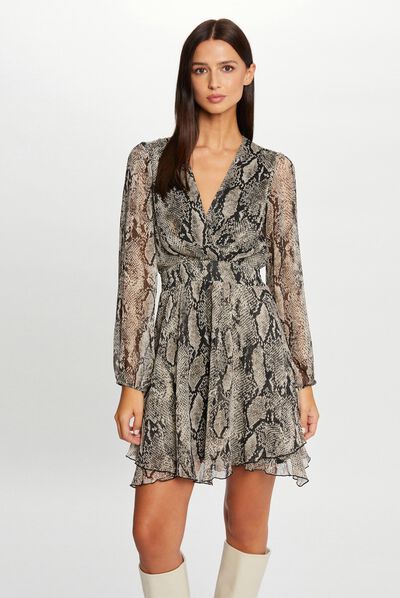 Robe évasée imprimé python multico femme