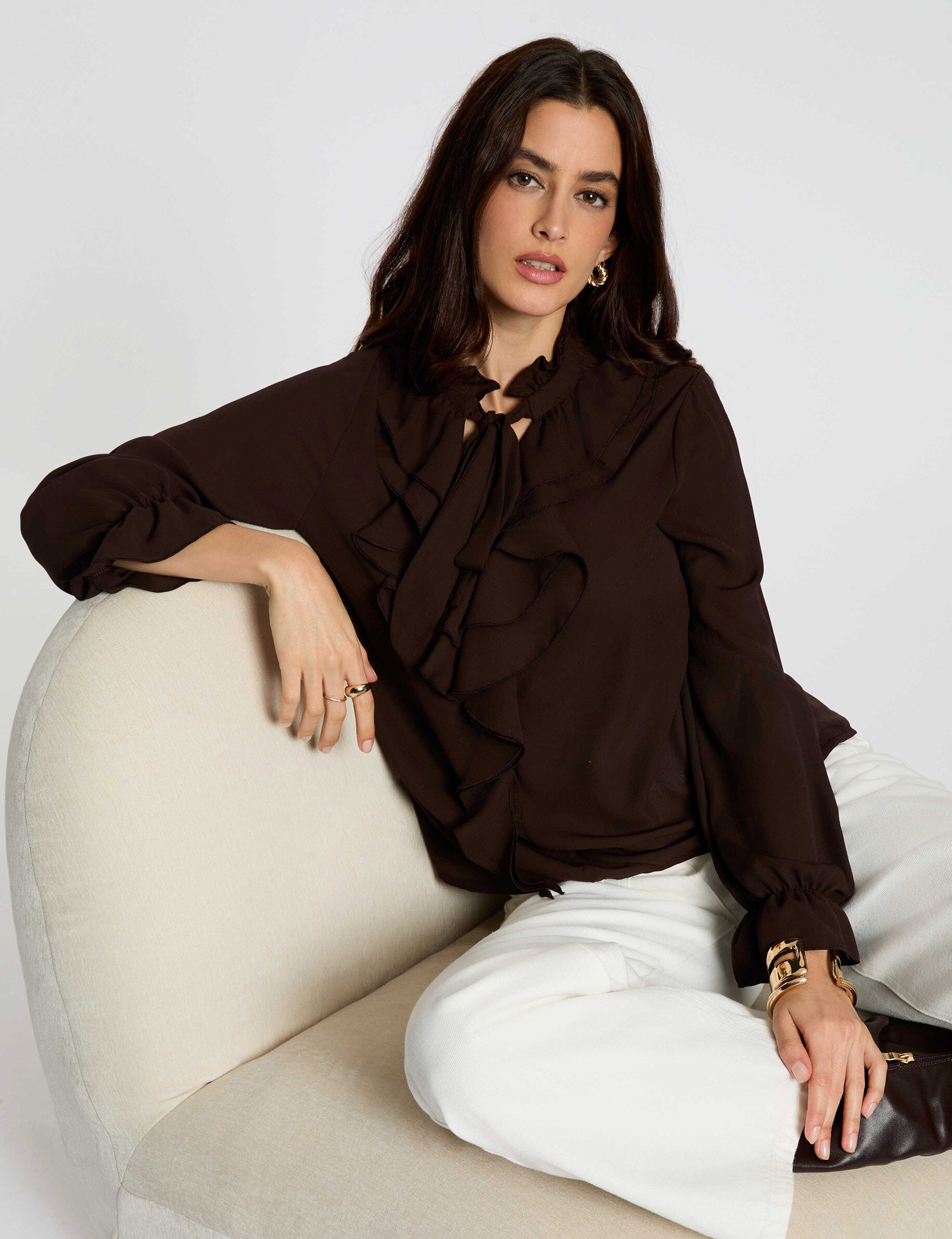 Blouse ajustée col v femme