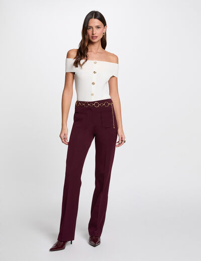 Pantalon bootcut prune femme
