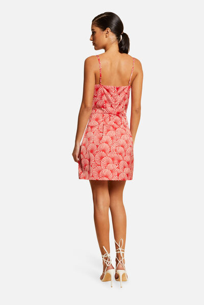 Robe trapèze imprimé abstrait rouge femme