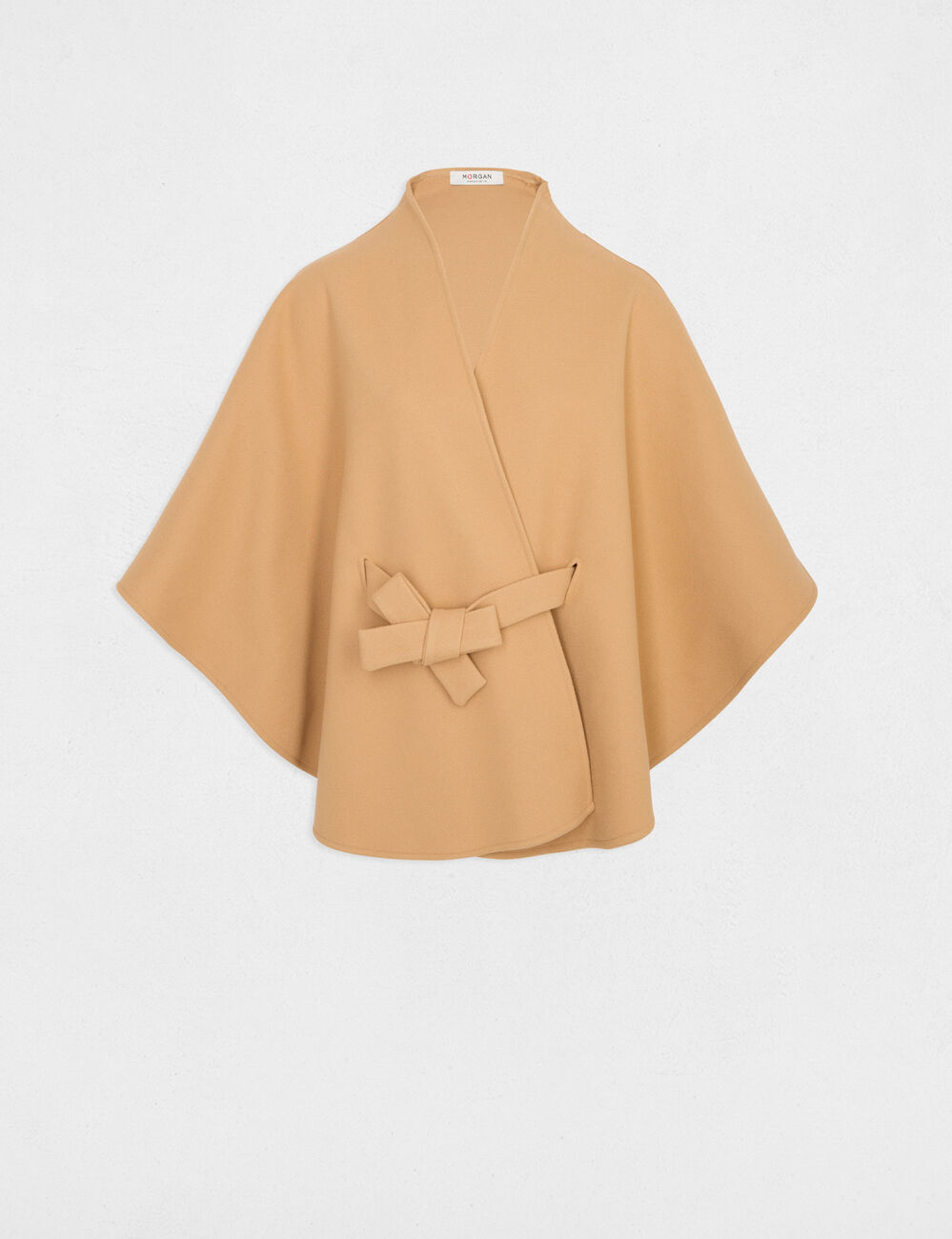Cape ceintur&eacute;e beige femme