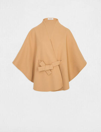 Cape ceintur&eacute;e beige femme