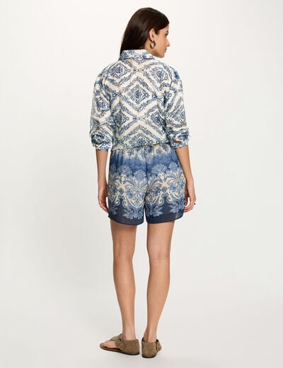 Short fluide imprim&eacute; multicolore femme