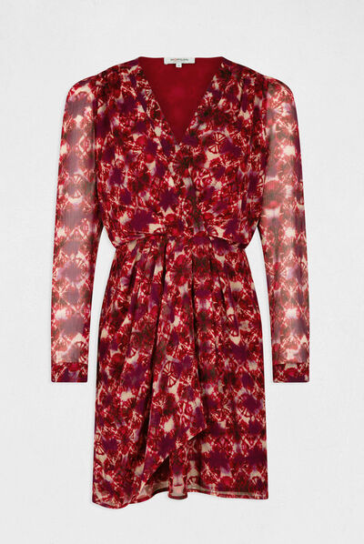Robe droite drapée imprimé abstrait multico femme