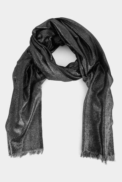 Foulard avec fils métallisés argente femme