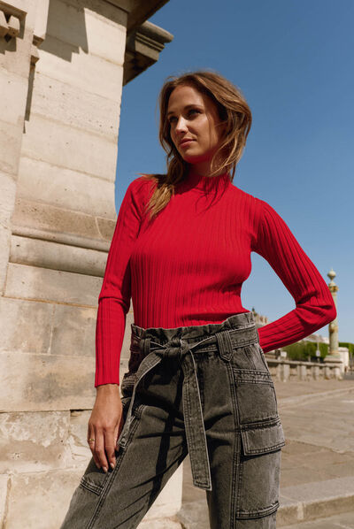 Jeans cargo slim 7/8ème gris moyen femme