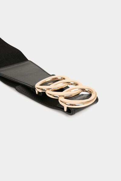 Ceinture élastiquée avec anneaux noir femme