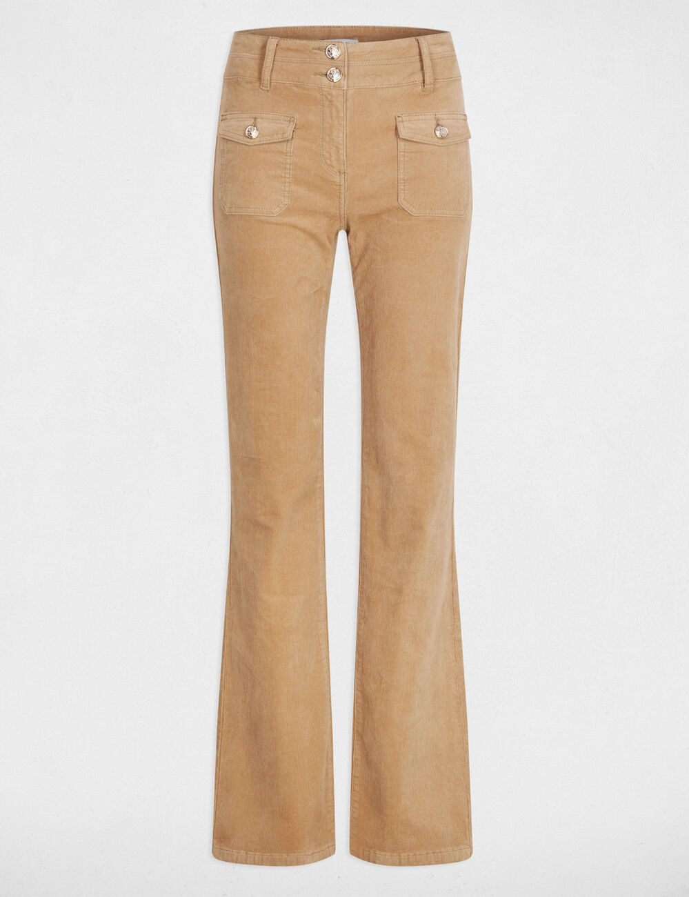 Pantalon ajust&eacute; velours sable femme