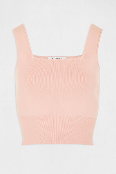 Débardeur pull bretelles larges rose moyen femme