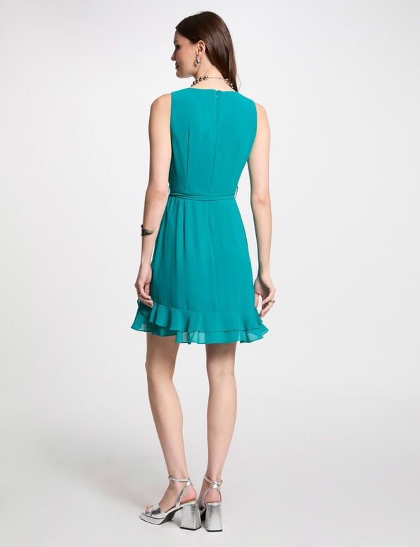 robe courte portefeuille bleu turquoise femme Robe courte portefeuille bleu turquoise femme