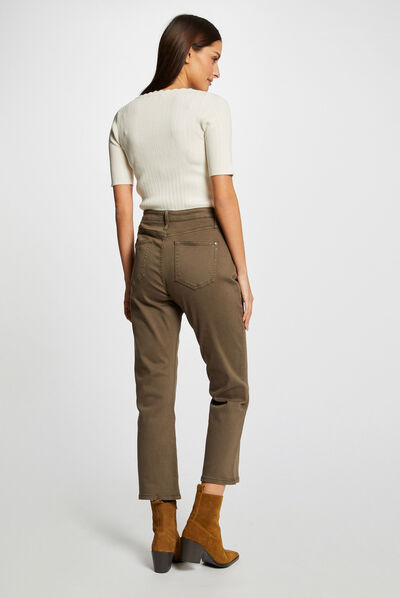 Pull manches courtes avec boutons ivoire femme