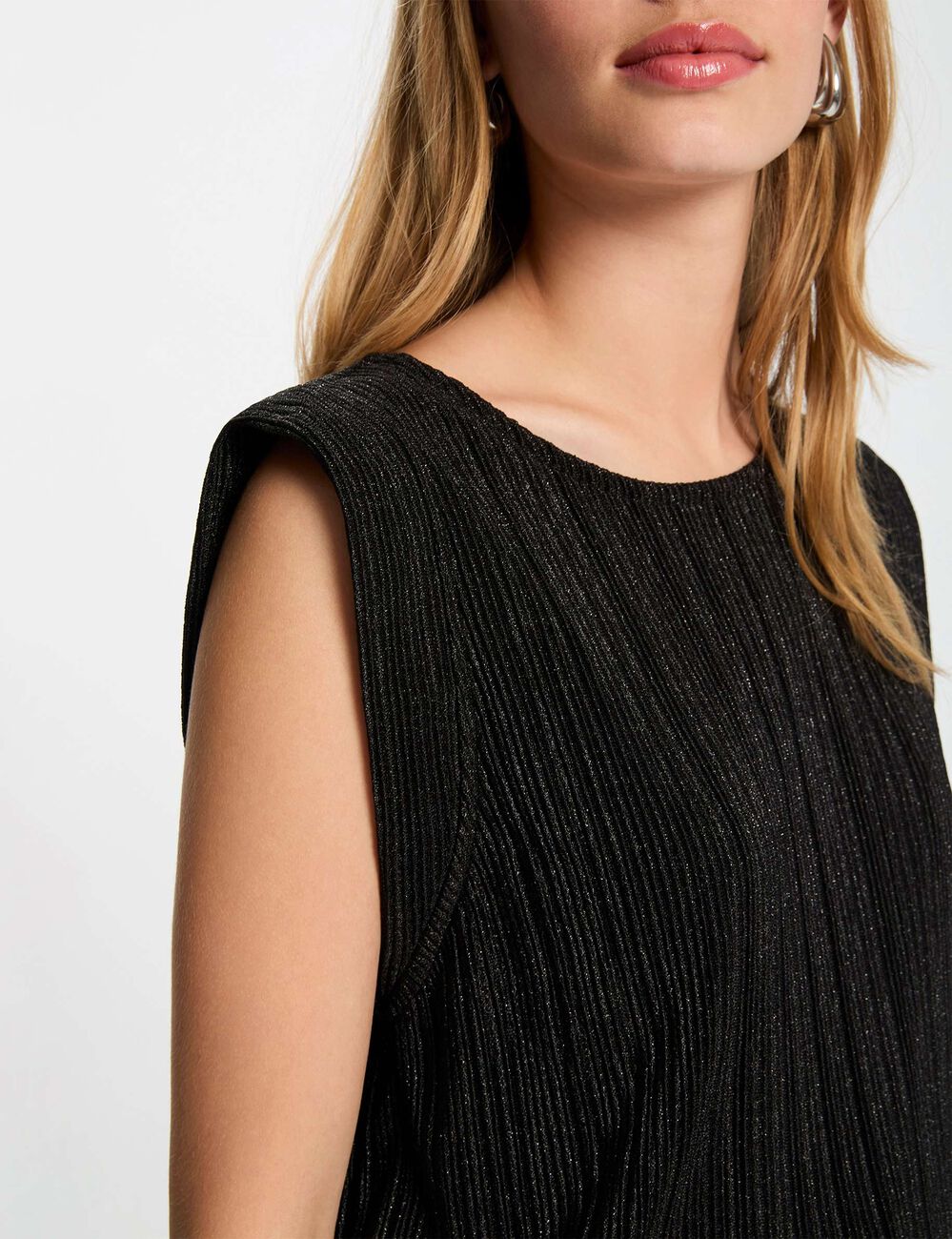 LAIKETE Chemise Femme Été Sans Manches Plissée - Top Casual Simple Et Élégant