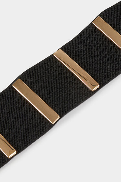 Ceinture élastiquée avec boucle ronde noir femme