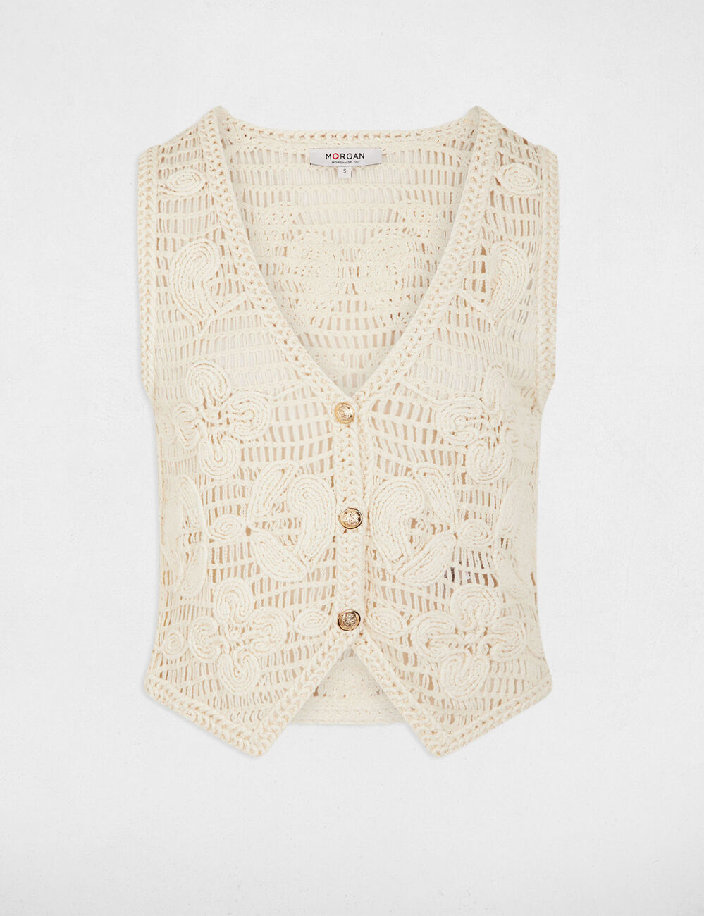 Gilet sans manches col v ivoire femme
